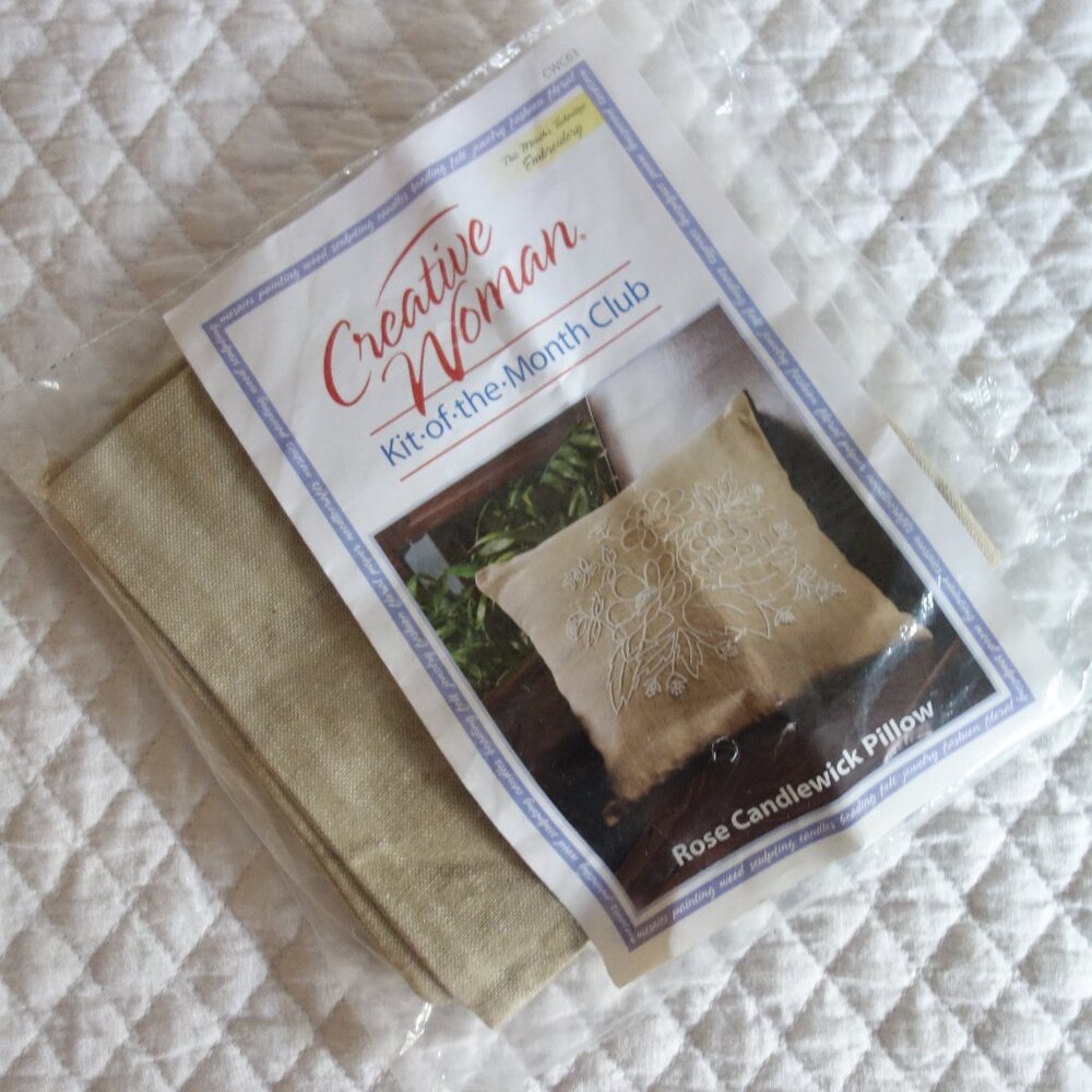 Vtg CREATIVE WOMAN Kit of the Month Club – Rose Candlewick Pillow #CWC63